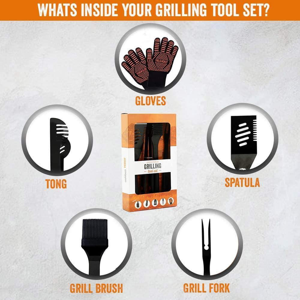 Yukon Glory Heavy Duty 5 Piece Grilling Tools Set