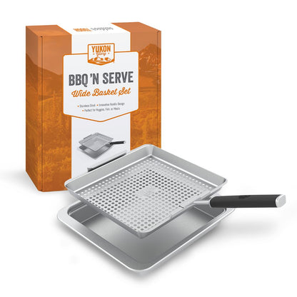 BBQ 'N Serve™ Wide Grill Basket & Drip Pan Set