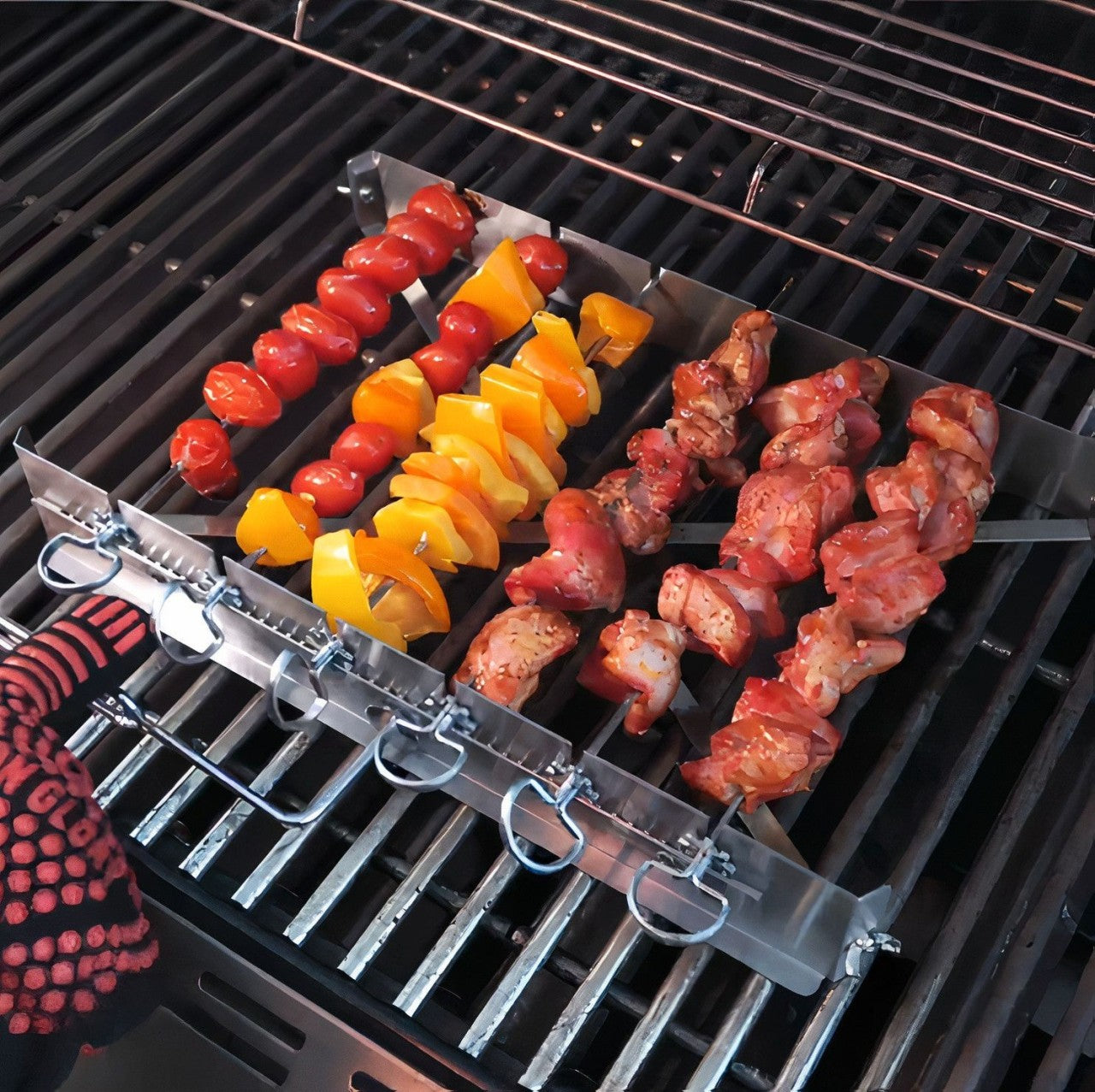 Rotating Skewer Kabob Rack Set