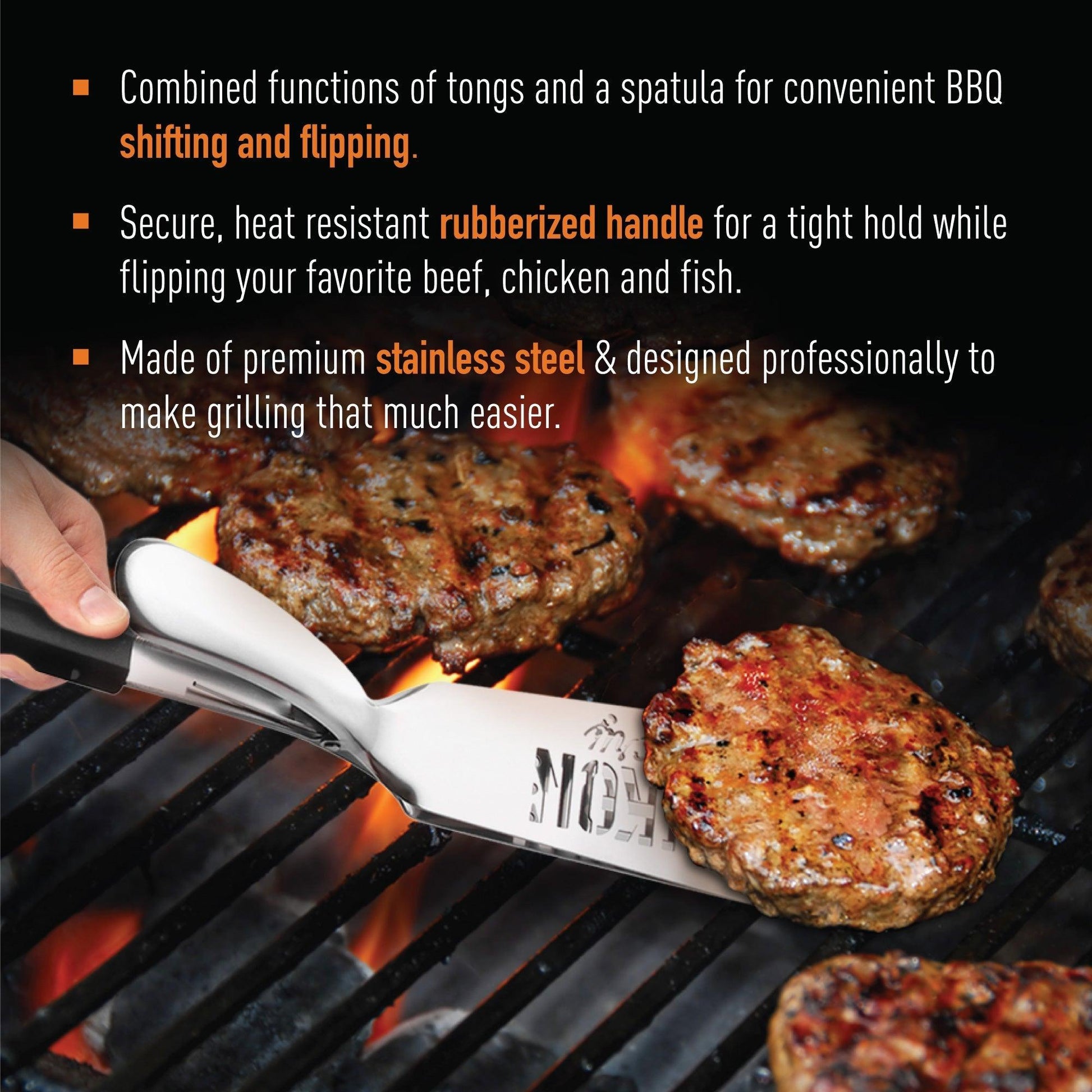 Grill Spatula 'N Tongs: 2 in 1