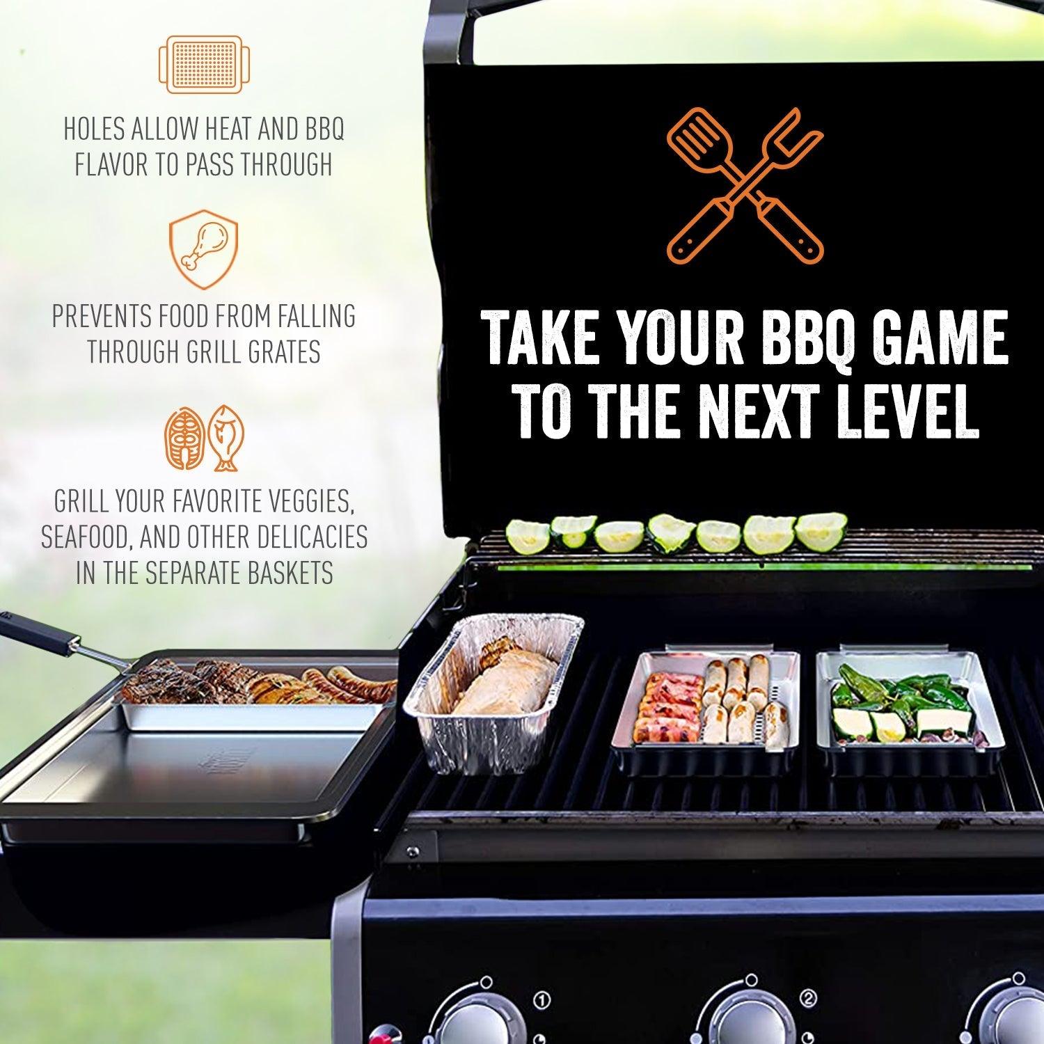 BBQ 'N Serve™ Grill Basket Set: 4 Piece