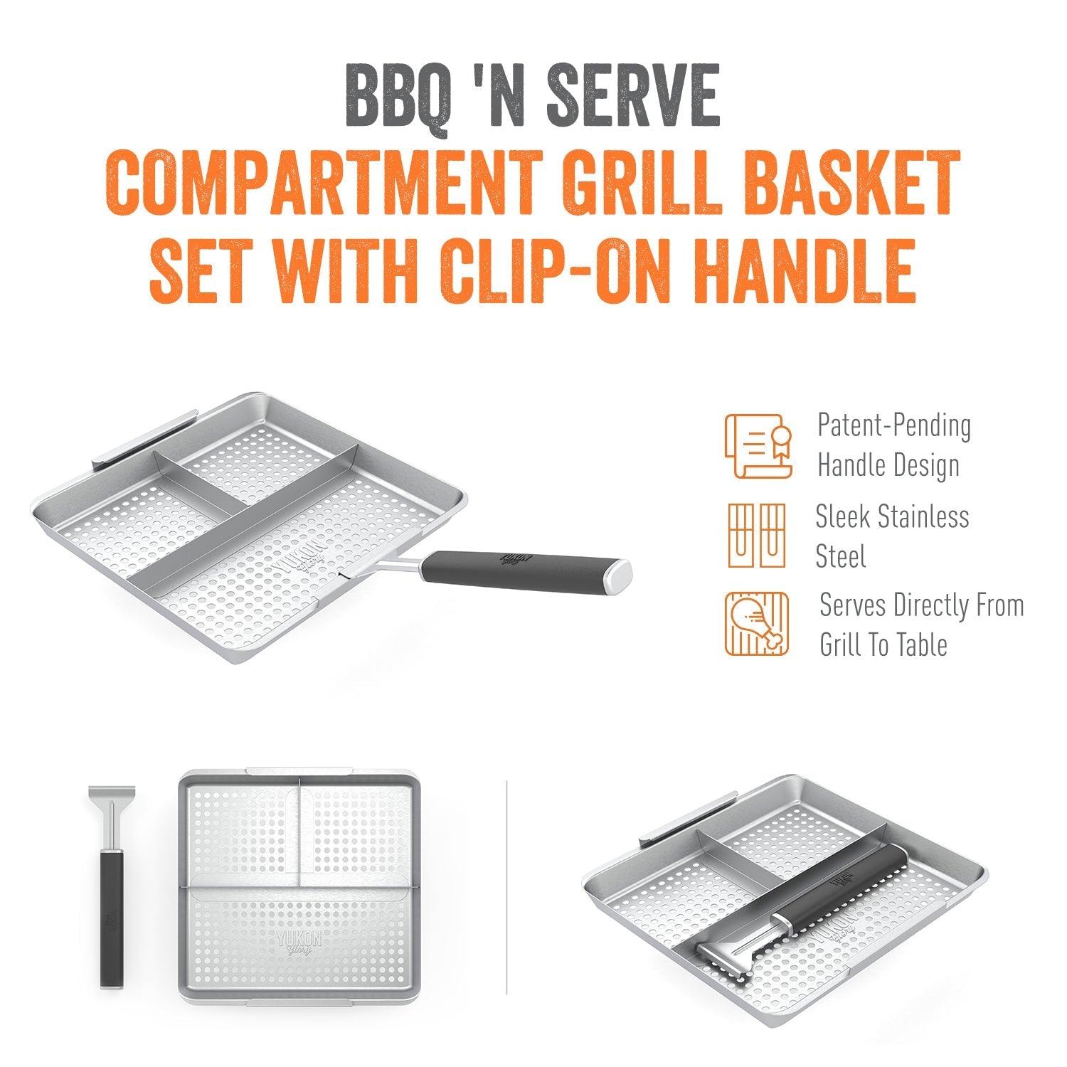 Grill 'N Serve 3 Section BBQ Grill Basket Griddle Racks from Yukon Glory