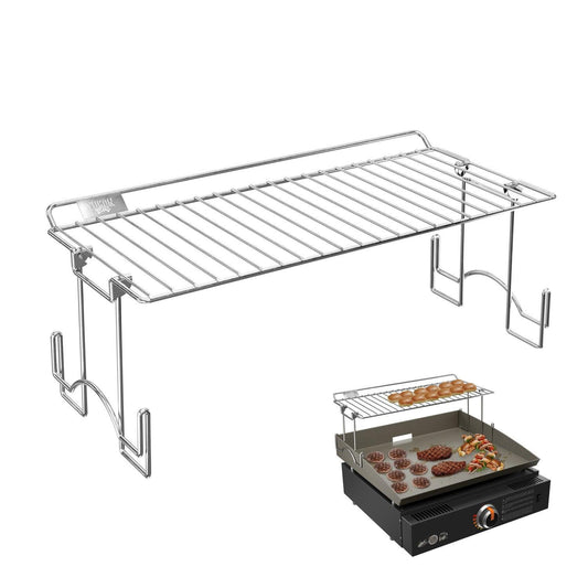 Yukon Glory Griddle Warming Rack, Designed for 17" Blackstone Griddles, One-Step Clip On Attachment, Portable and Collapsible