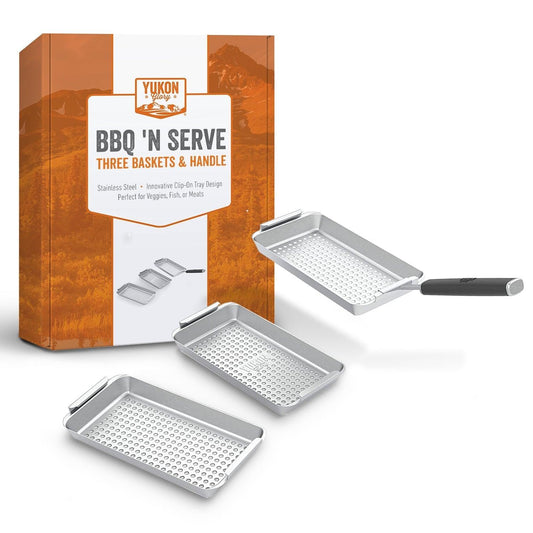 Grill 'N Serve: Three Trays and Clip-on Handle Set  from Yukon Glory